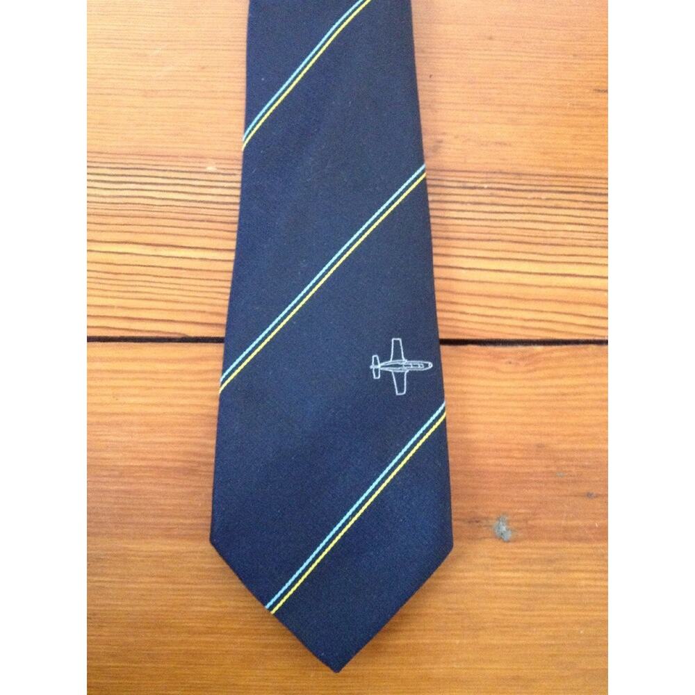 Vtg CASA Airplane Stripped Preppy New England Prep School Skinny Pilot Tie 3"